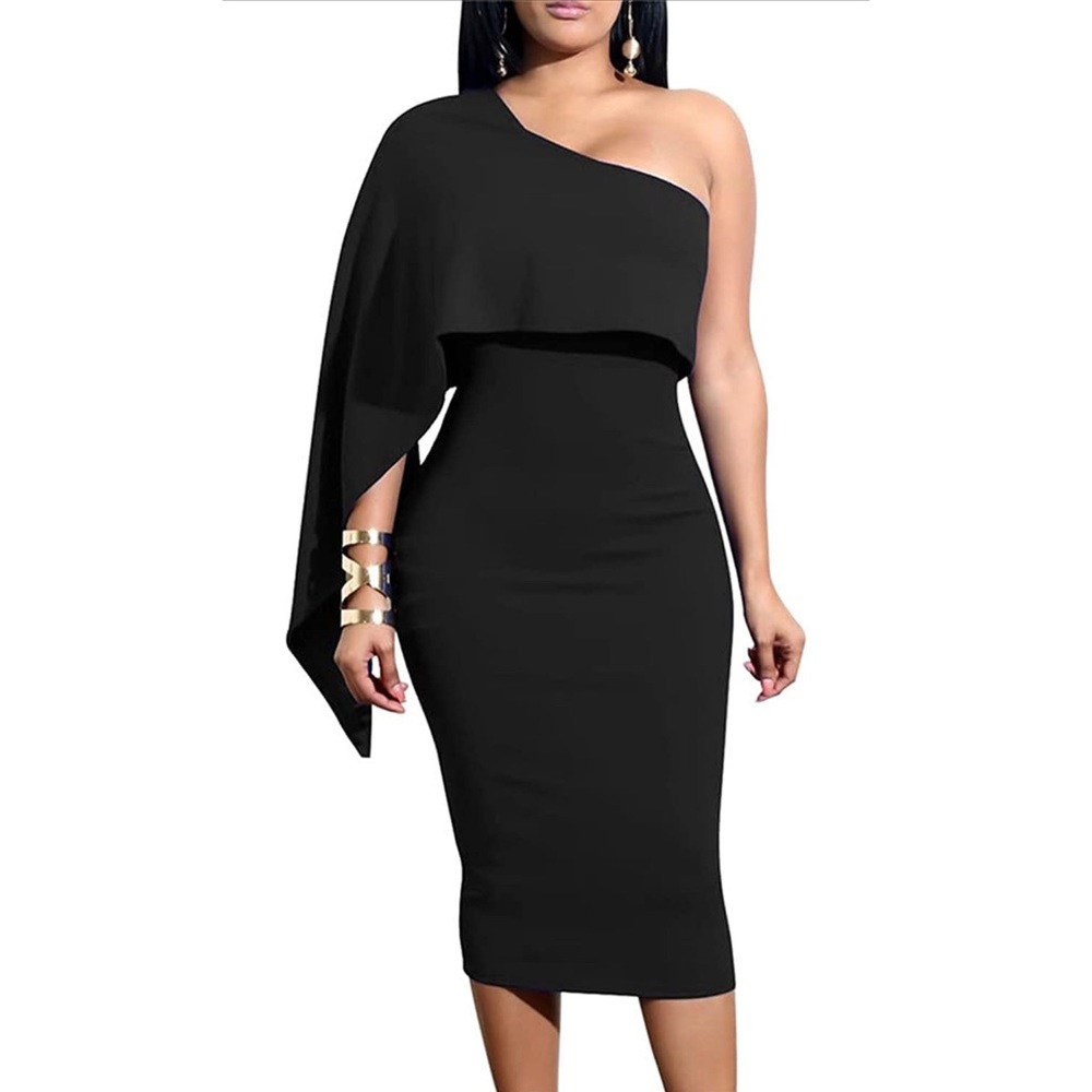 Sexy Black One Shoulder Cocktail Dress